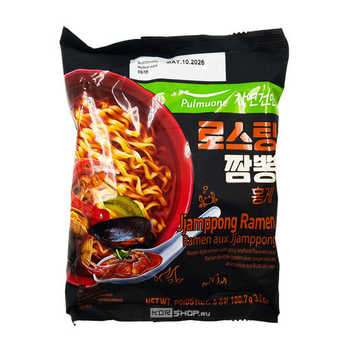 Лапша б/п острая со вкусом морепродуктов Jjamppong Ramen Pulmuone, Корея, 100,7 г Акция