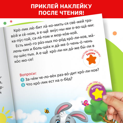 Набор обучающих книг с наклейками 5 шт.,Учимся читать с букварём - Буква-ленд фото 6