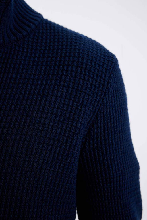 Вафельный кардиган стандартной посадки с водолазкой - Defacto фото 5
