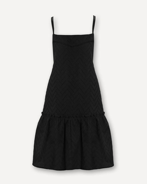 Платье из хлопковой ткани с перфорированным зигзагообразным узором - Incity фото 4