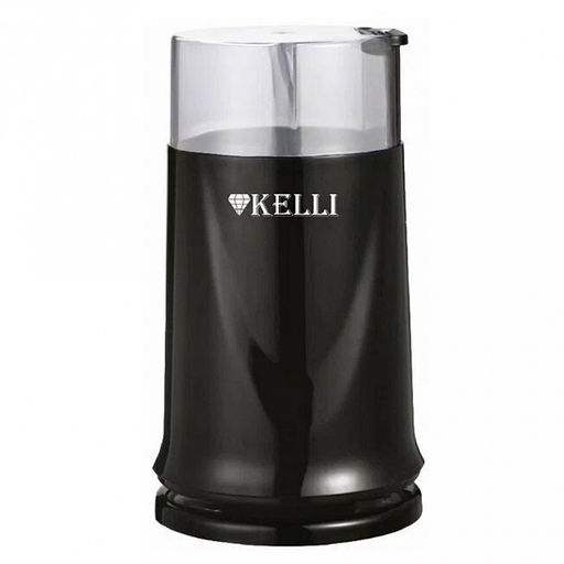 Кофемолка электрическая "Kelli", пластмассовый корпус, ножи из нержавеющей стали, рассчитана на 70г кофе за раз, отсек для хранения шнура, мощность 220-240 В 50-60 Гц 300 Вт, 11,8х10,5х19см, черный (Китай)