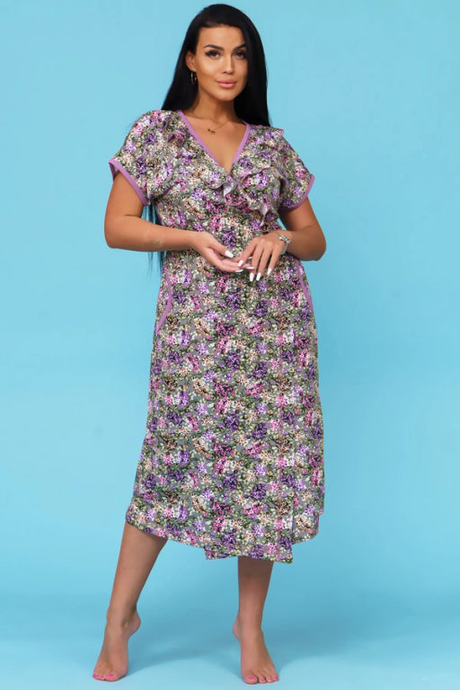 Халат женский, цвет фиолетовый зеленый