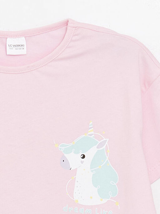 Bisiklet Yaka Bask?l? K?sa Kollu K?z ?ocuk Pijama Tak?m? - Waikiki фото 3