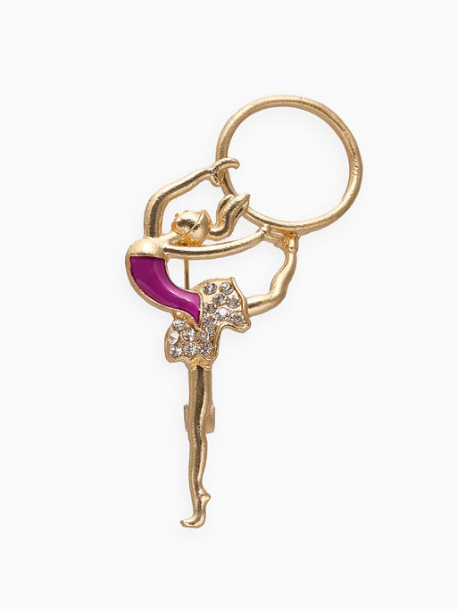 Цена за 2 шт. Брошь Гимнастка с хулахупом, фиолетовая в золоте