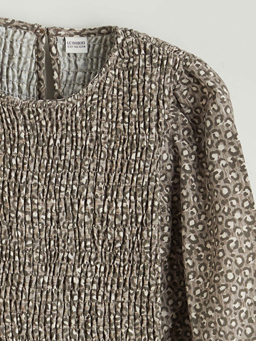 Bisiklet Yaka Desenli K?z ?ocuk Elbise