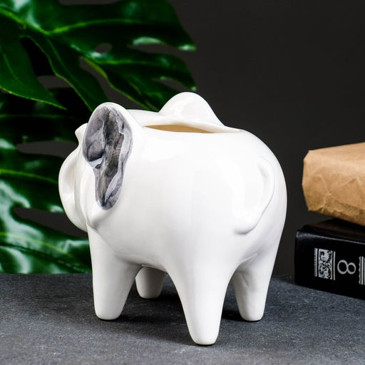 Декоративный горшок для цветов «Слон Платон», 500 мл, 15.5×8.5×12.5 см, керамический, белый