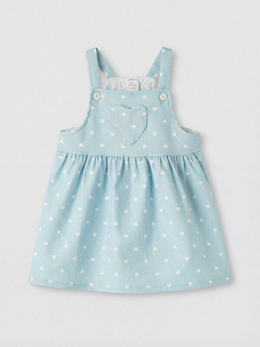 Kalp Desenli K?z Bebek Gabardin Elbise