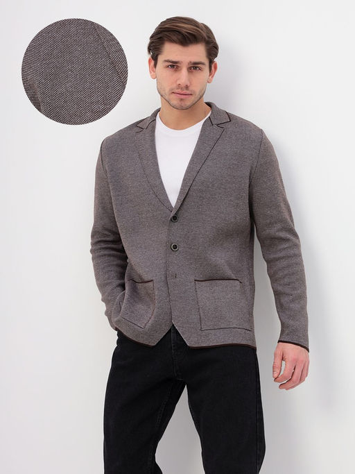 Кардиган мужской GREG G136-KF-жаккард (серый/корич.)