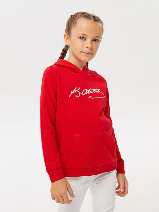 Kap??onlu Atat?rk ?mza Bask?l? Uzun Kollu K?z ?ocuk Sweatshirt - Waikiki фото 2