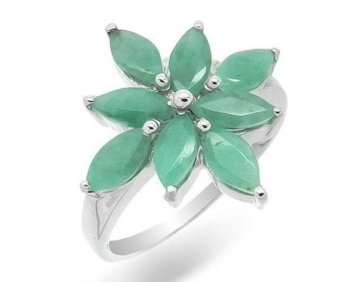 Кольцо из серебра изумруд берилл, Мирра