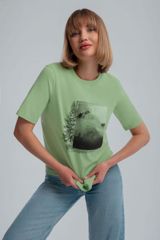 Арт. 31106 Футболка женская 44-52 (5 шт) Цвет:салатовый - Калинка фото 17