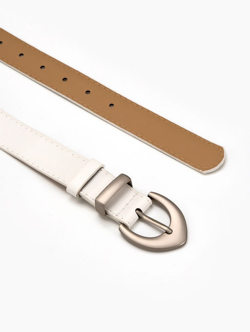 Ремень женский, 110×3 см, пряжка металл матовая, серебристая, белый