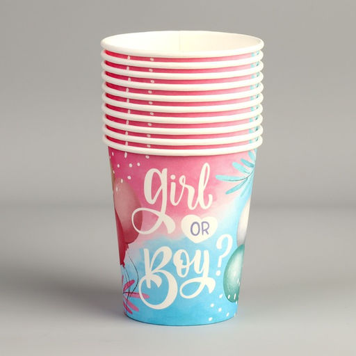 Цена за 10 шт. Стакан бумажный Девочка или мальчик, 250 мл - Страна карнавалия фото 3