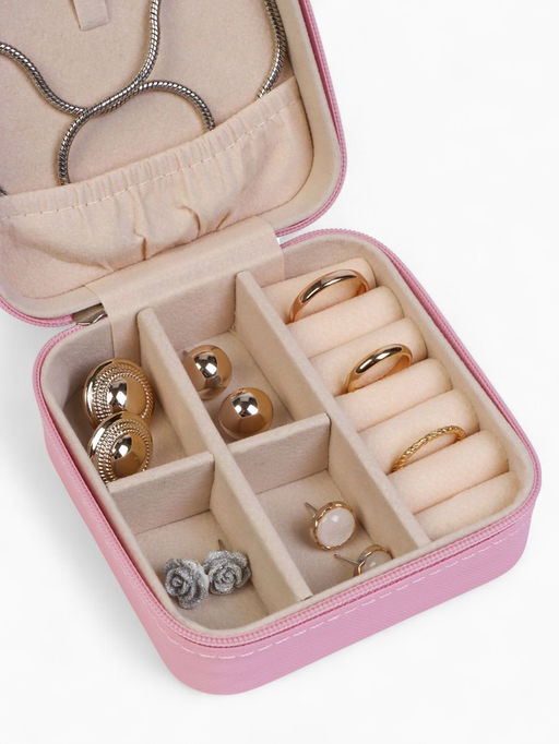 Шкатулка для украшений, 9.5×9.5×4.5 см, розовая
