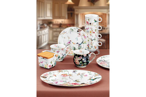 Кружка 480 мл 14*10*9,5 см Певчие птички на черном бочонок, NEW BONE CHINA - Elan gallery фото 4