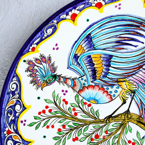 Ляган узбекский Риштанская Керамика «Жар-птица», d=42 см, МИКС