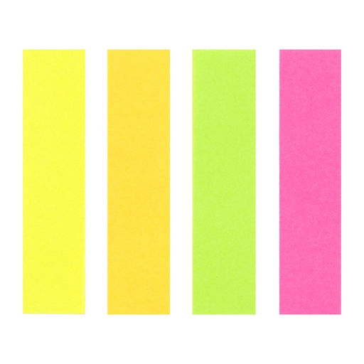 Цена за 5 шт. Блок-закладка с липким краем, 4 по 80 штук, 12×50 мм, неоновые, бумажные