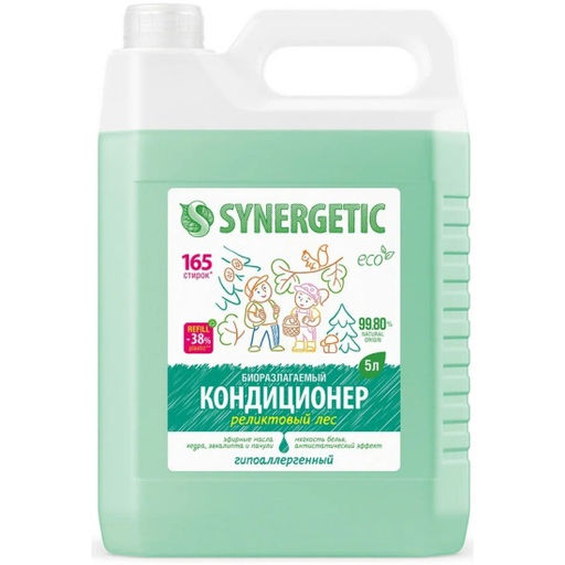 Кондиционер-ополаскиватель для белья SYNERGETIC Реликтовый лес гипоаллергенный, биоразлагаемый, 5 л