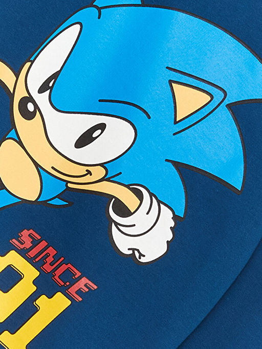 Bisiklet Yaka Sonic Bask?l? Uzun Kollu Erkek ?ocuk Sweatshirt - Waikiki фото 3