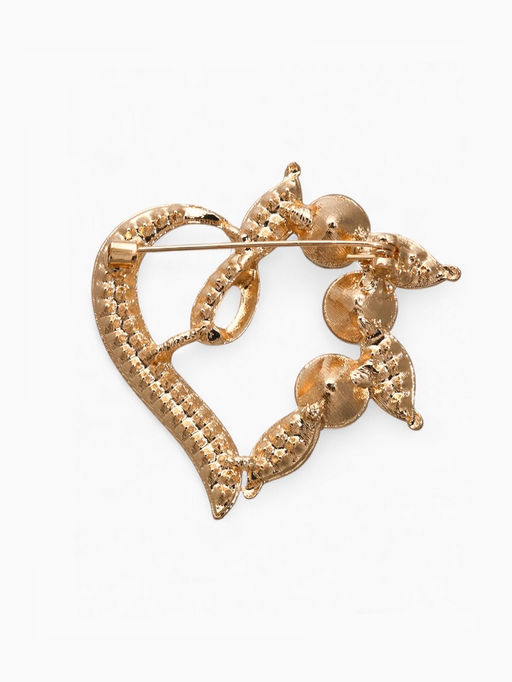 Брошь Сердце в ягодах, белая в золоте