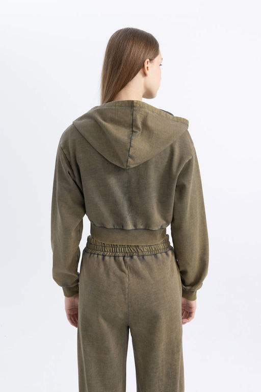 Толстовка на молнии из плотной ткани с эффектом потертости и крутым принтом - Defacto фото 8