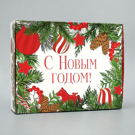 Коробка подарочная новогодняя складная «Новогодние игрушки», 31 х 24.5 х 9 см