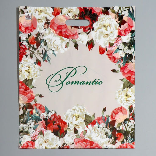 Цена за 50 шт. Пакет «Благородные цветы», полиэтиленовый с вырубной ручкой, 38×45 см, 60 мкм