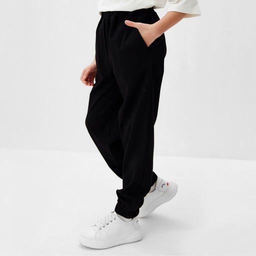 Брюки для девочки MINAKU: Casual Collection KIDS, чёрные, рост 128 см