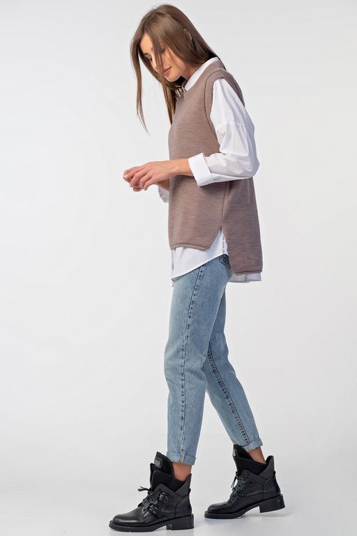 Жилет вязаный прямой с разрезам по бокам - Fly фото 6