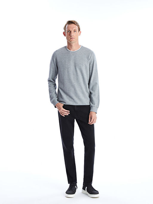 Bisiklet Yaka Uzun Kollu Erkek Sweatshirt