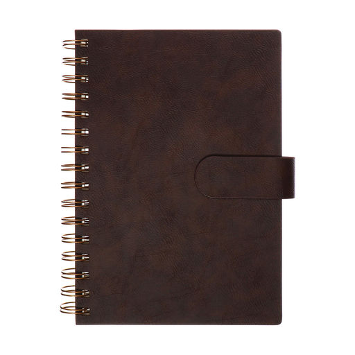 Ежедневник недатированный А5, 80 листов, в клетку, на гребне, обложка кожзам, с хлястиком, коричневый