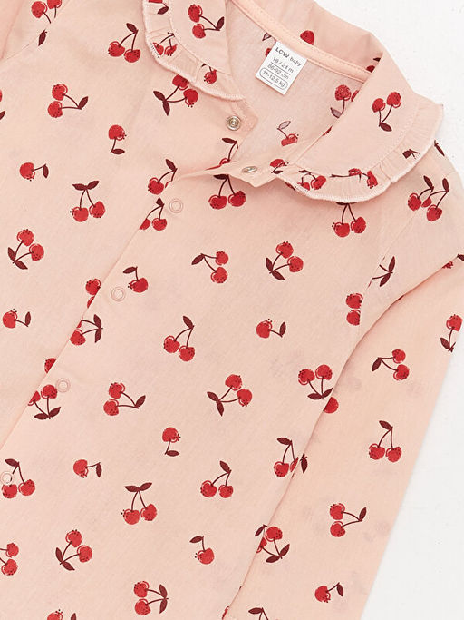 Bebe Yaka Uzun Kollu Desenli K?z Bebek Tulum - Waikiki фото 3