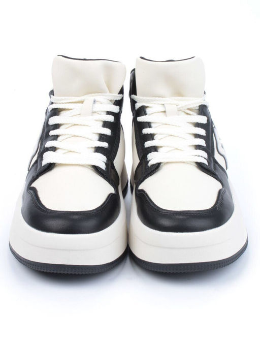 05-P84-1Z WHITE/BLACK Кроссовки женские зимние (натуральная и искусственная кожа, шерсть)