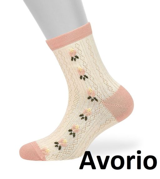 OMSA kids Calzino 22A03 ажурная косичка и цветочки - avorio