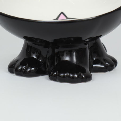 Миска керамическая Киса на подставке-лапках 200 мл 13 х 12 х 8 см, чёрная - Пижон фото 4