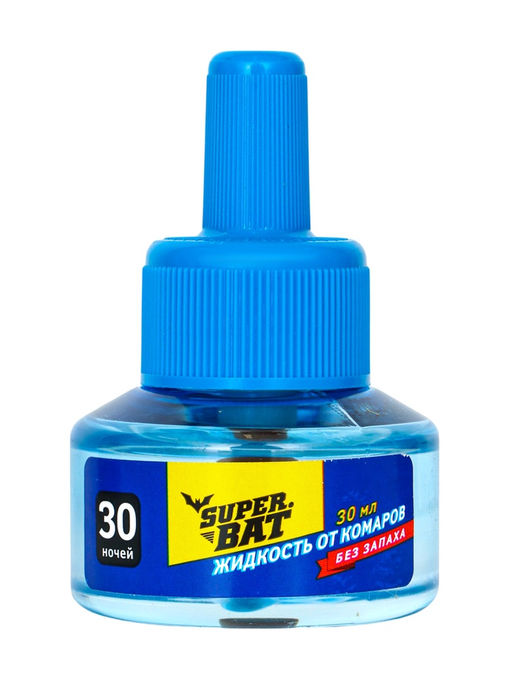 Цена за 2 шт. Дополнительный флакон-жидкость от комаров SuperBAT, 30 ночей, 30 мл