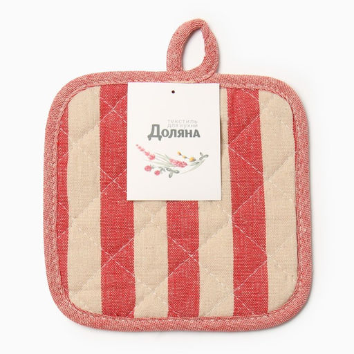 Прихватка Доляна Полоса цв.красный17х17 50%п/э 50% хл  фото 4