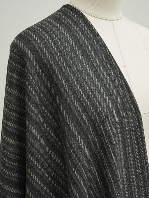 Шерсть пальтово-костюмная Твид Полосы цв.черный, ш.1.5м, шерсть-40%, п/э-60% - Купава фото 2