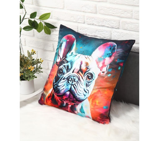 Декоративная атласная наволочка "Бульдог" 45х45см интерьерная
