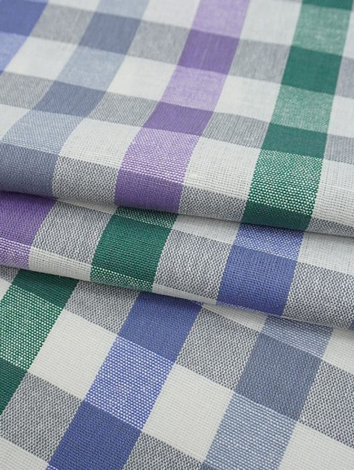 Холст полотенечный Средняя клетка цв.серый/зеленый, ш.0.5м, лен-30%, хлопок-70%, 140гр/м.кв - Купава фото 3