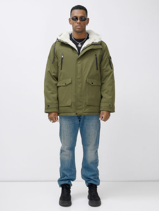 Парка мужская зимняя удлиненная с мехом цвета хаки 8761Kh - Mtforce фото 2