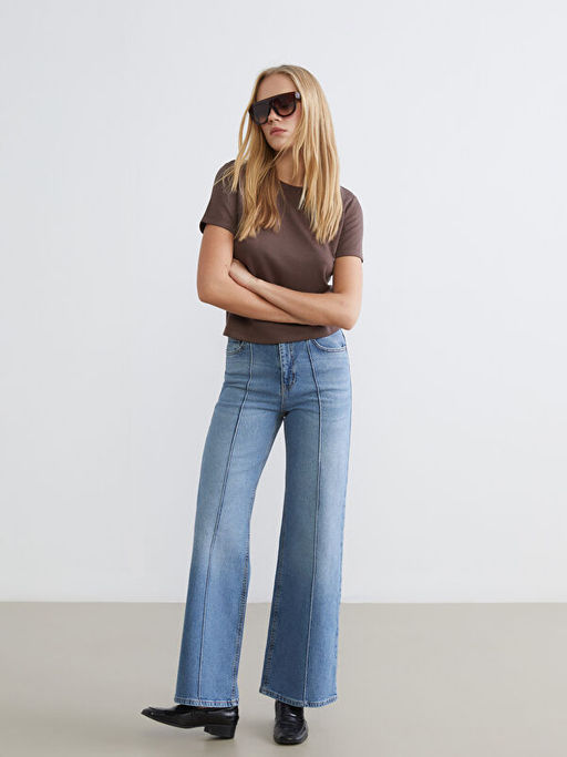 Wideleg Kad?n Jean Pantolon