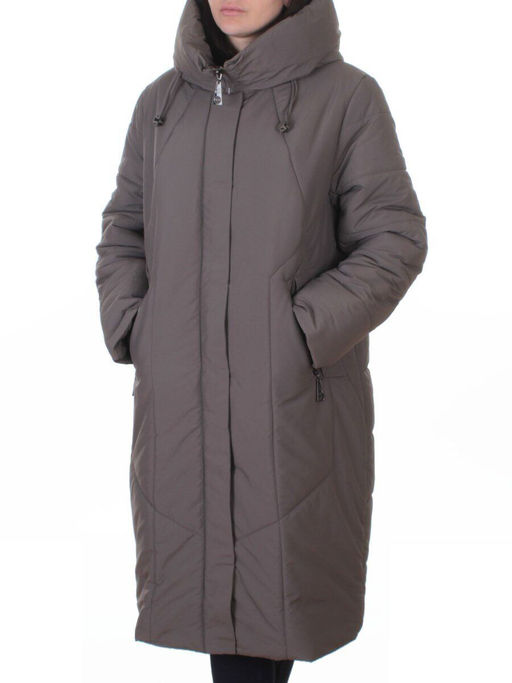 A615 GRAY/BEIGE Пальто зимнее женское (верблюжья шерсть, 120 гр. холлофайбер) - Фабричный китай фото 5