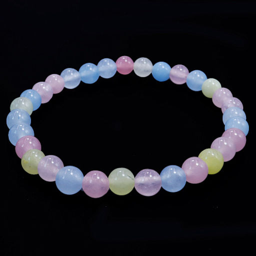 Браслет из камня Аквамарин Розовый кварц и Цитрин притягивает энергии денег и любви 6мм