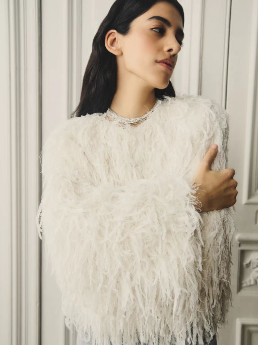 Жакет из перьев с пайетками / Zarina