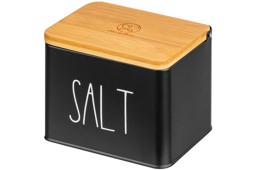 Емкость для хранения 1,5 л 14*11*11 см SALT с деревянной крышкой, черная - Elan gallery фото 6