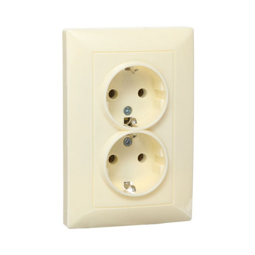 Розетка Luazon Lighting «Антей», 16 А, скрытая, IP20, двухместная, с заземлением, бежевая