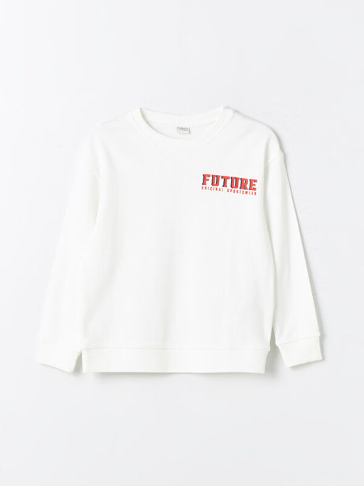 Bisiklet Yaka Bask?l? Uzun Kollu Erkek ?ocuk Ti??rt