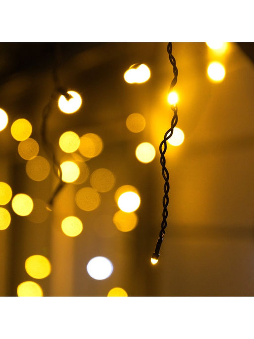 Гирлянда «Бахрома» 12 × 0.7 м, IP44, УМС, тёмная нить, 240 LED, свечение тёплое белое, мерцание, 220 В