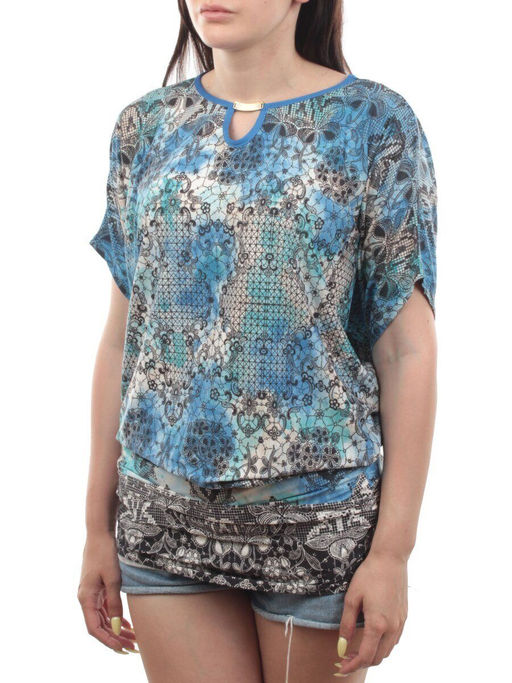 3946 BLUE Туника женская (90% полиэстер, 10% эластан)